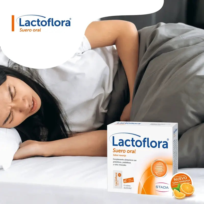 Lactoflora Soro Oral com Probióticos, Prebióticos e Sais Minerais Sabor a Laranja , 6 saquetas