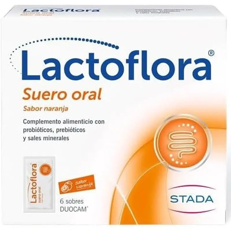 Lactoflora Soro Oral com Probióticos, Prebióticos e Sais Minerais Sabor a Laranja , 6 saquetas
