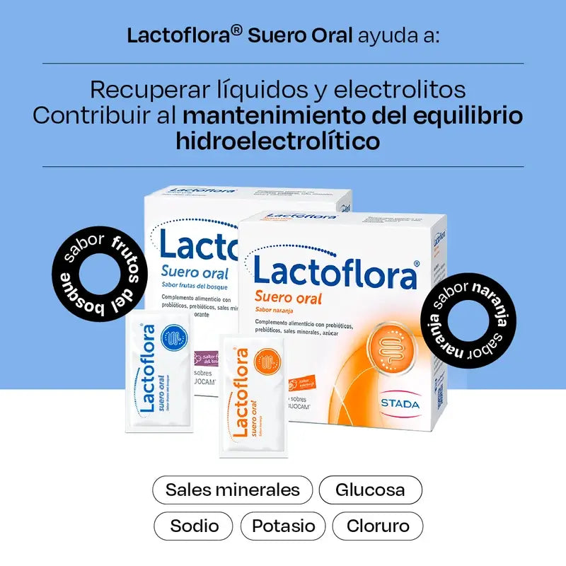 Lactoflora Soro Oral com Probióticos, Prebióticos e Sais Minerais Sabor a Laranja , 6 saquetas