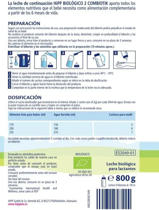 Hipp Combiotik 2, Leite em pó, 800g