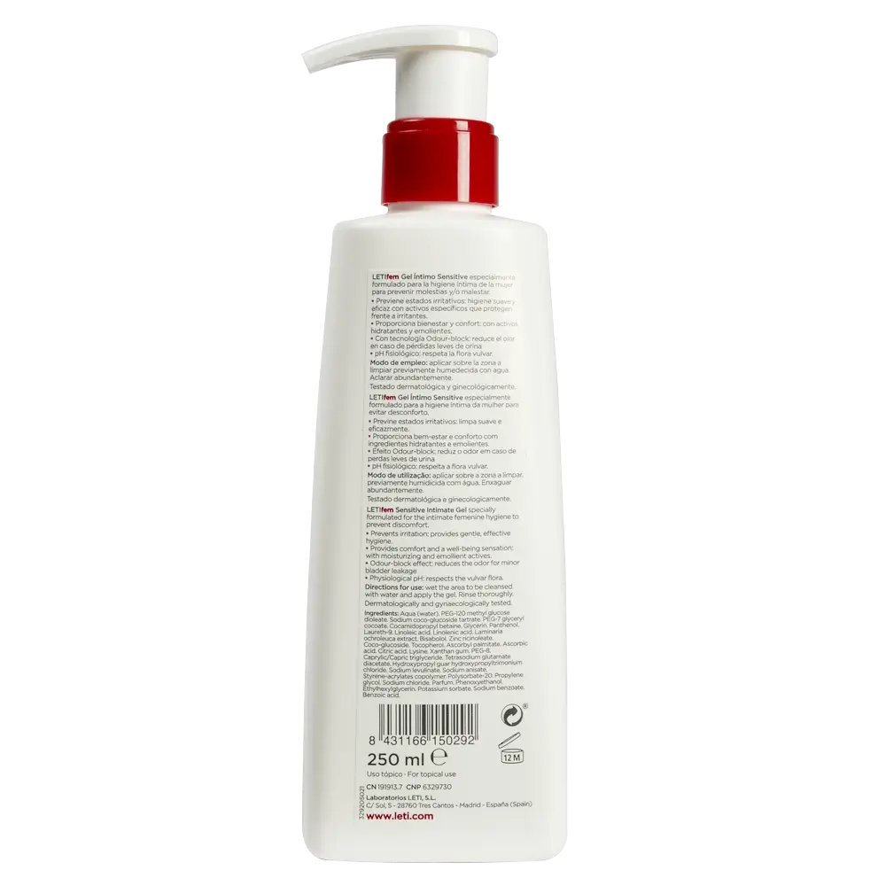 Letifem Woman Gel Íntimo Sensível, 250 ml