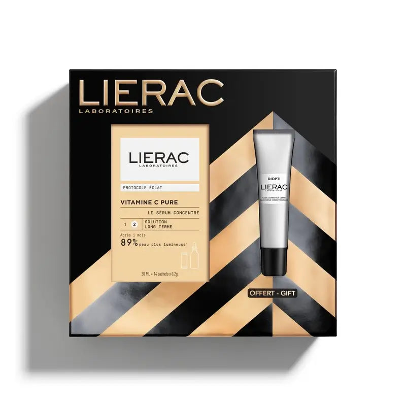 Caixa de oferta de Natal Lierac Serum Vitamina C Diopti Olheiras 15Ml Conjunto de oferta