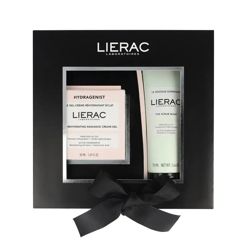 Lierac Hydragenist Creme Gel Rehidratante Iluminador + Máscara Esfoliante Caixa, 125 ml