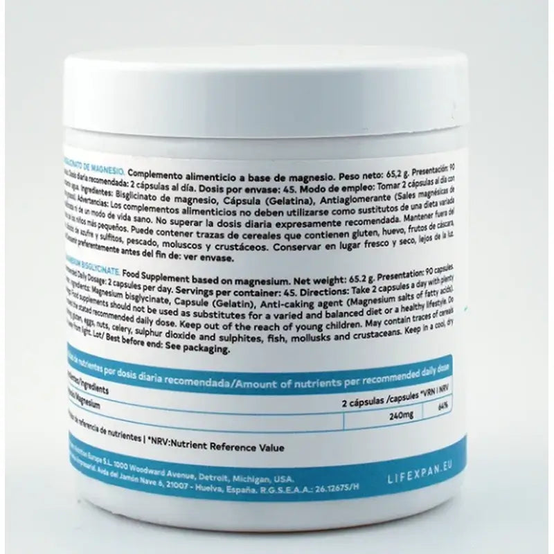 Lifexpan Bisglicinato de magnésio , 90 cápsulas