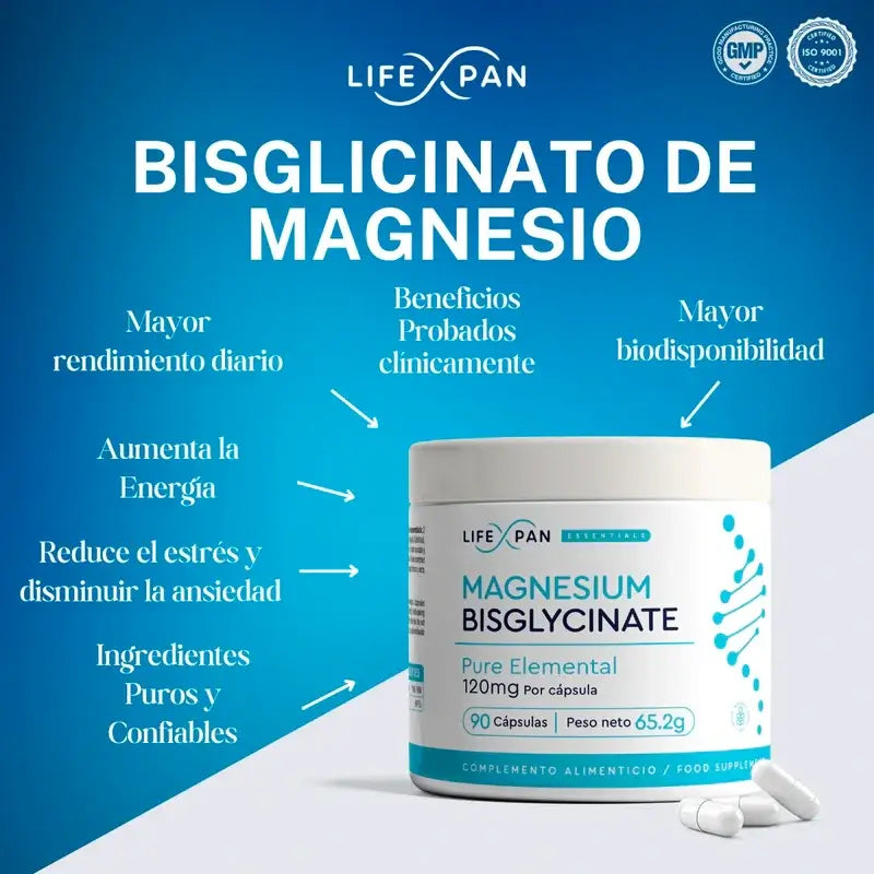 Lifexpan Bisglicinato de magnésio , 90 cápsulas