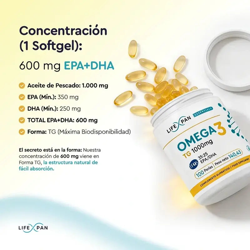 Lifexpan Omega 3 Ultra Pure Ifos 1000 Mg , 100 cápsulas