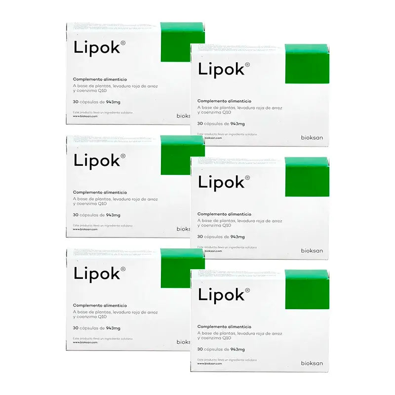 Suplemento alimentar Lipok, embalagem 6 x 30 cápsulas