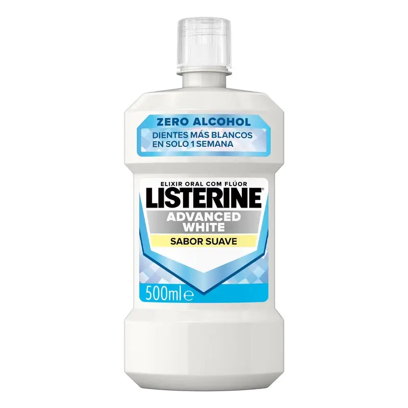 Listerine Colutório, Branqueamento Avançado, sem álcool, Menta Suave, 500 ml