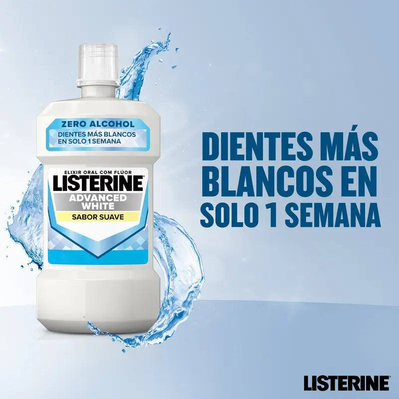 Listerine Colutório, Branqueamento Avançado, sem álcool, Menta Suave, 500 ml