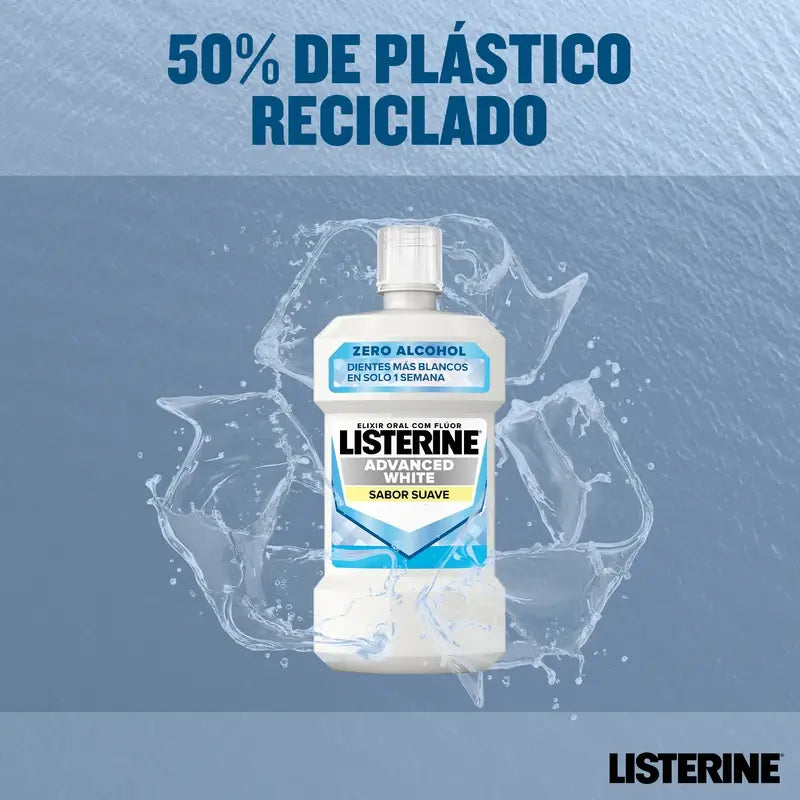Listerine Colutório, Branqueamento Avançado, sem álcool, Menta Suave, 500 ml