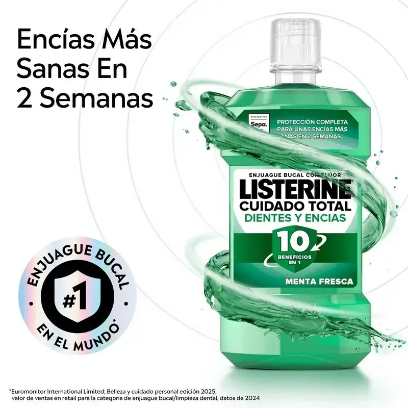 Listerine Dentes e Gengivas - Embalagem de elixir bucal 500 ml + 250 ml