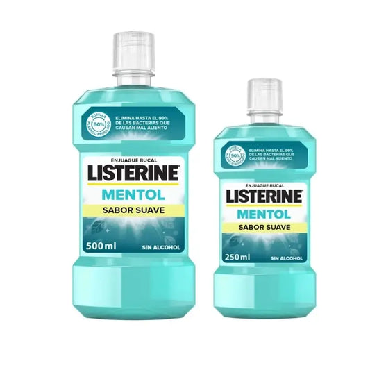 Listerine Colutório Mentol Sabor Suave Colutório Sem Álcool Embalagem 500 ml + 250 ml