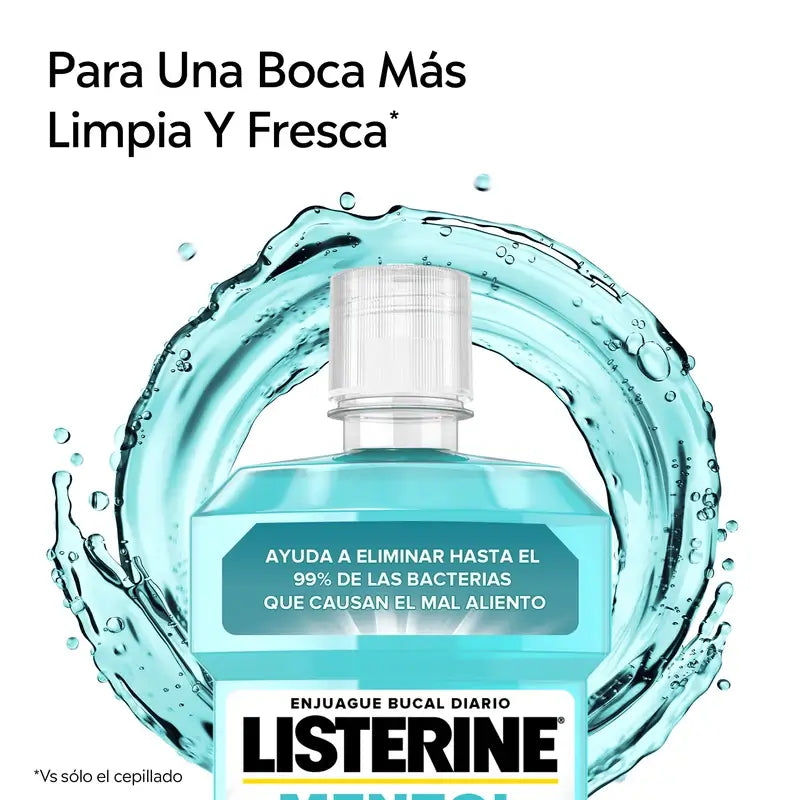 Listerine Colutório, Mentol Sabor Suave, Sem Álcool, Uso Diário, 500ml
