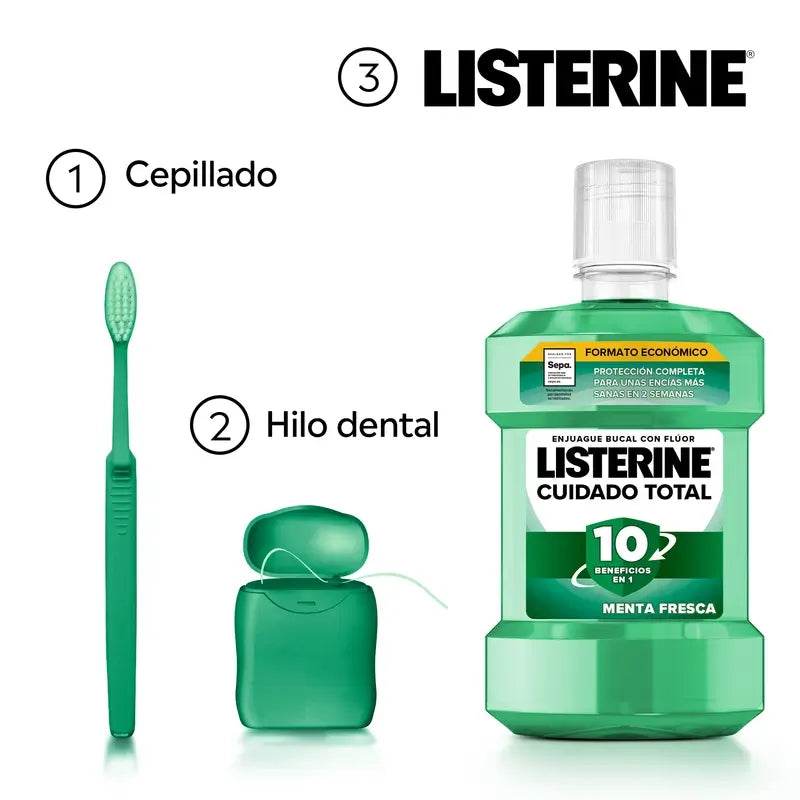 Listerine Colutório Protetor Dentes e Gengivas, Hortelã fresca, embalagem de 2X1L