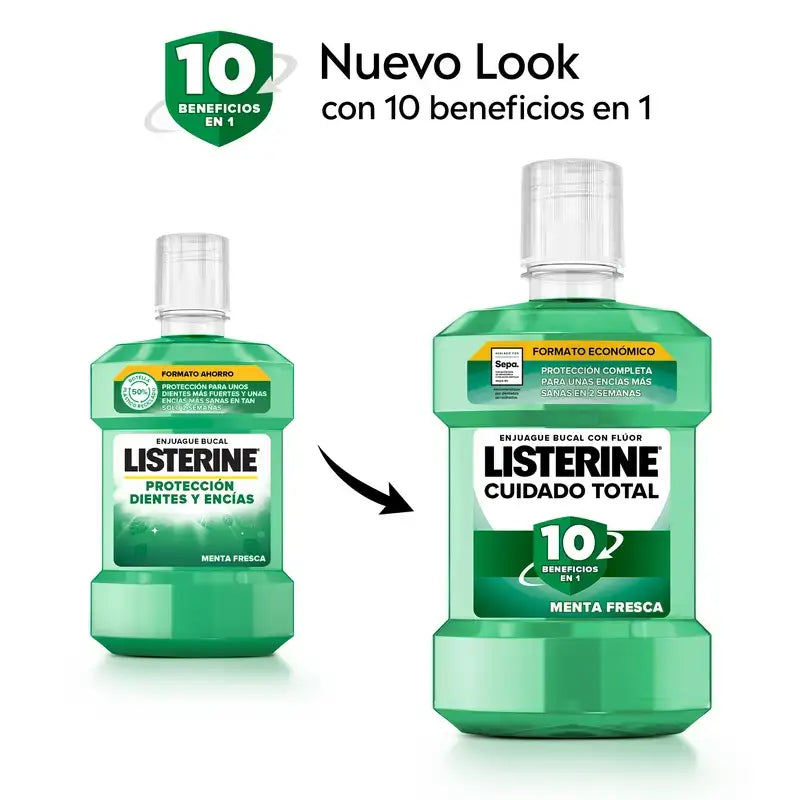 Listerine Colutório Protetor Dentes e Gengivas, Hortelã fresca, embalagem de 2X1L