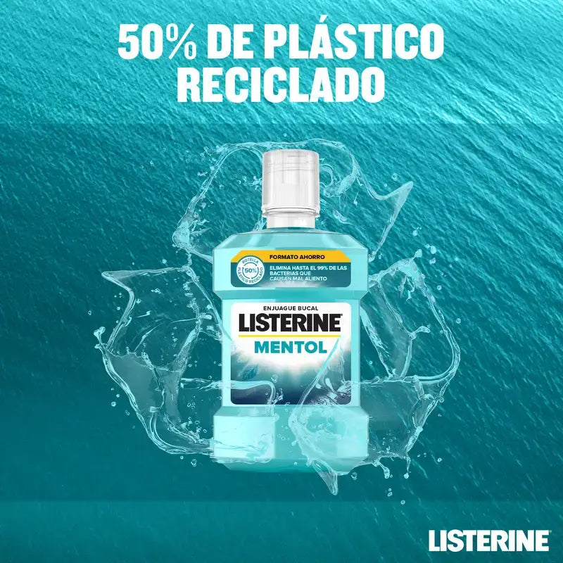 Listerine Colutório Sabor a Mentol Proteção da Placa, Fortalece os Dentes, Embalagem de 2 x 1000ml.