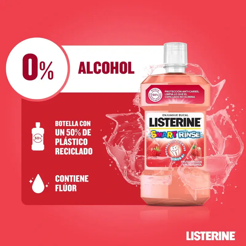 Listerine Colutório sem Álcool para Crianças, Proteção contra as Cáries, com Flúor, 500ml