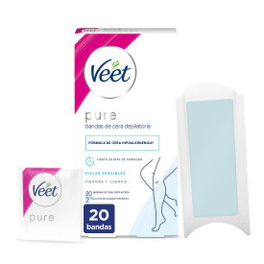 Veet Pure Cold Wax Body & Legs Sensitive Skin, 20 unidades