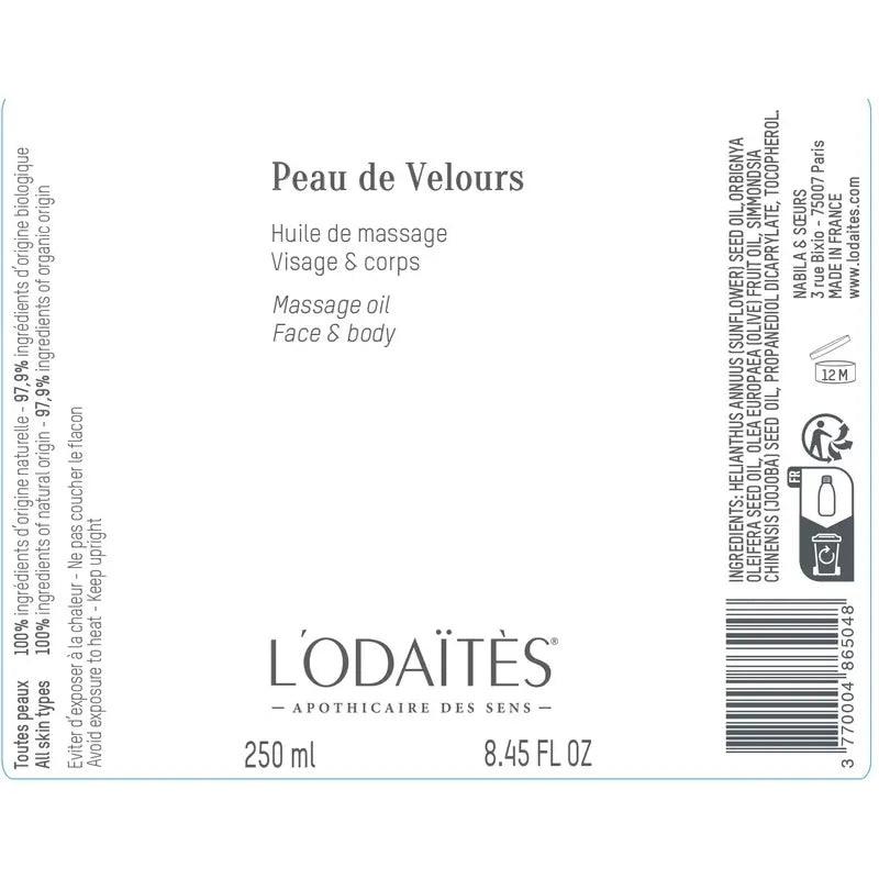 L'Odaïtès Corporal Peau De Velours - Óleo Universal - Rosto e Corpo , 250 ml
