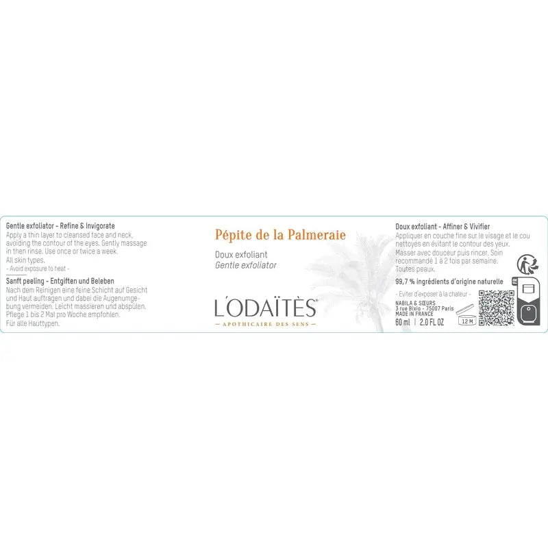 L'Odaïtès Facial Pépite De La Palmeraie - Esfoliante suave, 60 ml