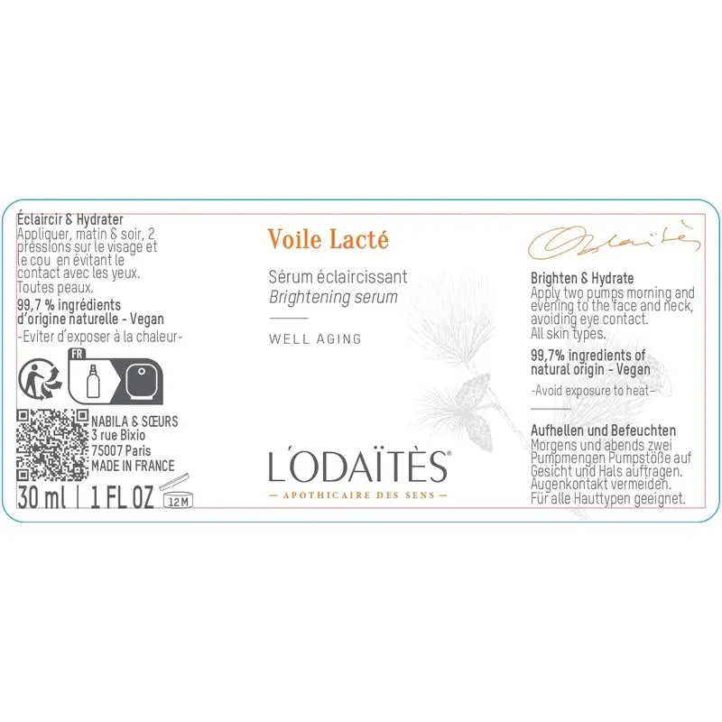 L'Odaïtès Facial Voile Lacté - Sérum Iluminador , 30 ml
