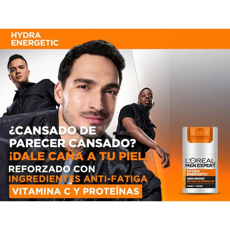 L'Oréal Paris Men Expert Hydra Energetic 24H Creme Hidratante Anti-Fadiga para Homem com Vitamina C e Proteínas - 50 Ml