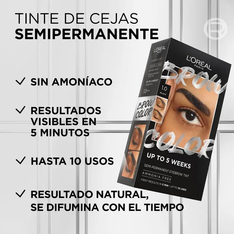 L'Oréal Paris Brow Colour Cor das Sobrancelhas Semi-Permanente 1.0 Preto