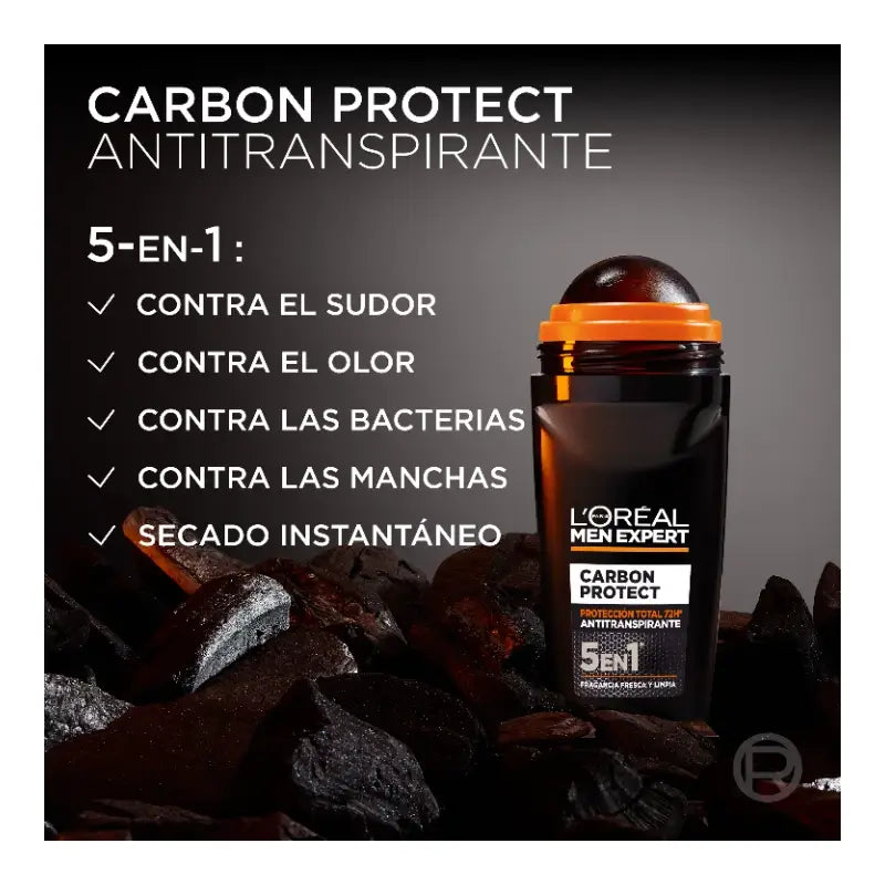 L'Oreal Paris Roll-On Desodorizante Roll-On, Proteção Total 48H, Para Homens, 50 ml
