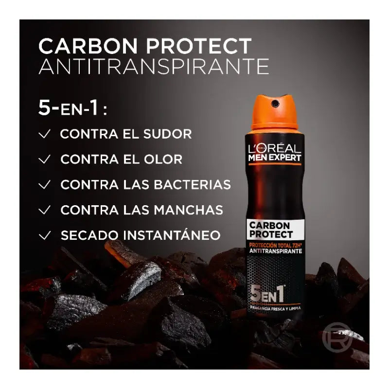 L'Oreal Paris Desodorizante em Spray, Proteção Total 48H, Para Homem, 150 ml
