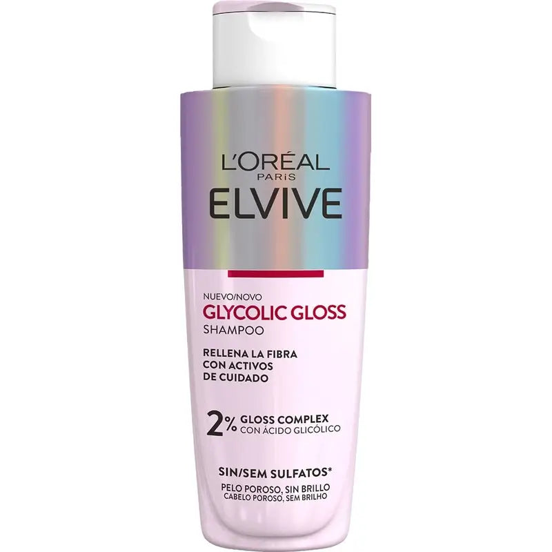 L'Oréal Paris Elvive Brilho Glicólico Champô com Ácido Glicólico Cabelo macio e brilhante