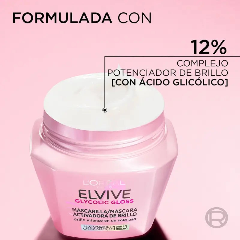 Máscara Activadora de Brilho L'Oréal Paris Elvive Glycolic Gloss, 310 ml