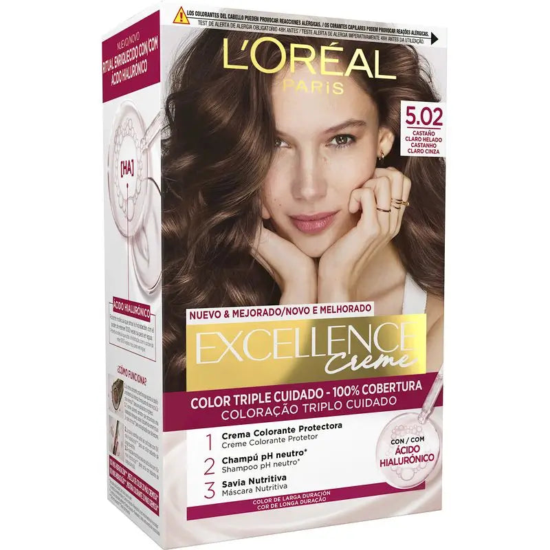 L'Oréal Paris Excellence Creme Permanent Hair Color - Tom 5.02 Castanh