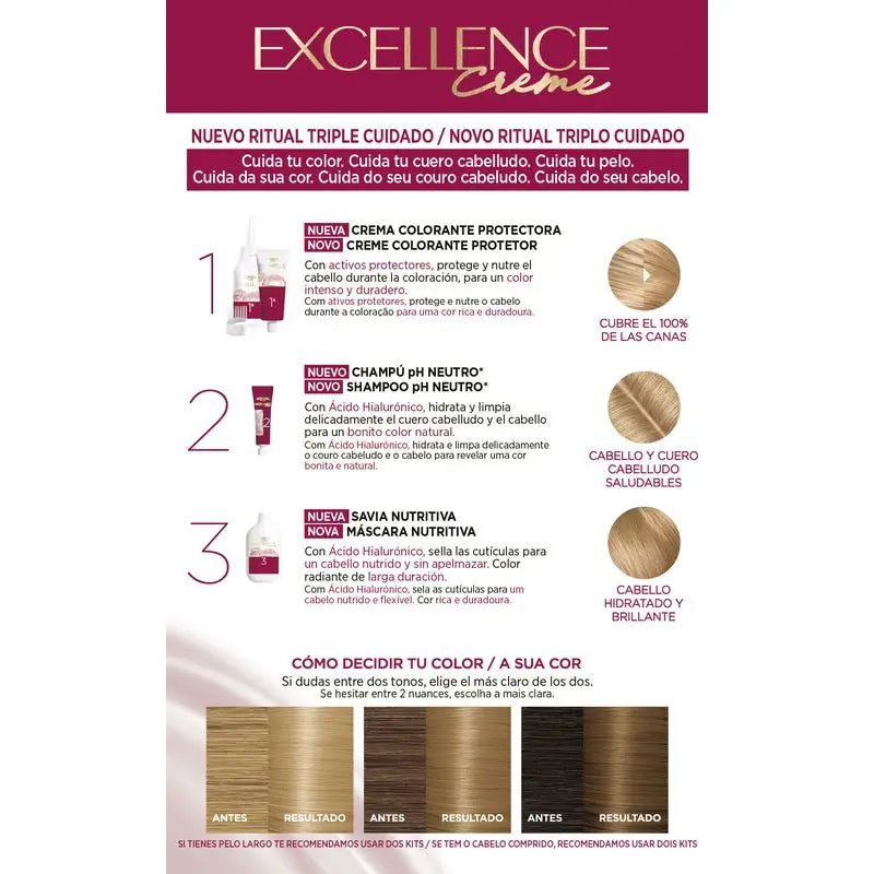 L'Oréal Paris Excellence Creme Permanent Hair Color - Tom 8 Louro Claro