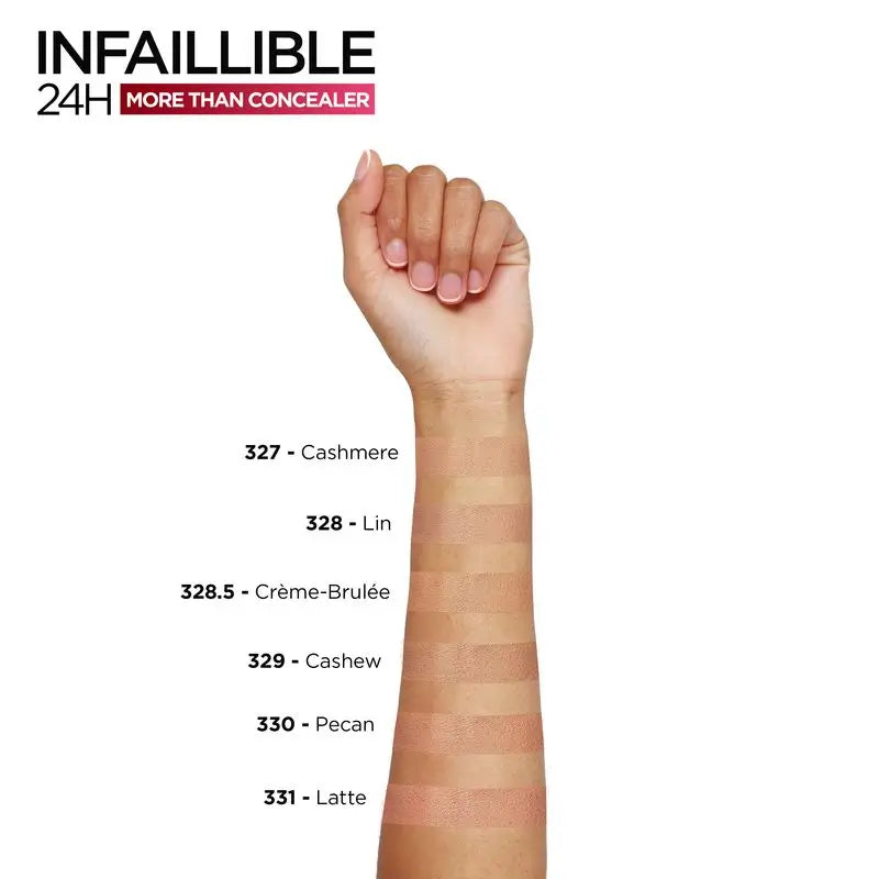 L'Oréal Paris Infallible More Than Concealer Corretor de Cobertura Total Sombra 328 Linho, 11 Ml 30 G