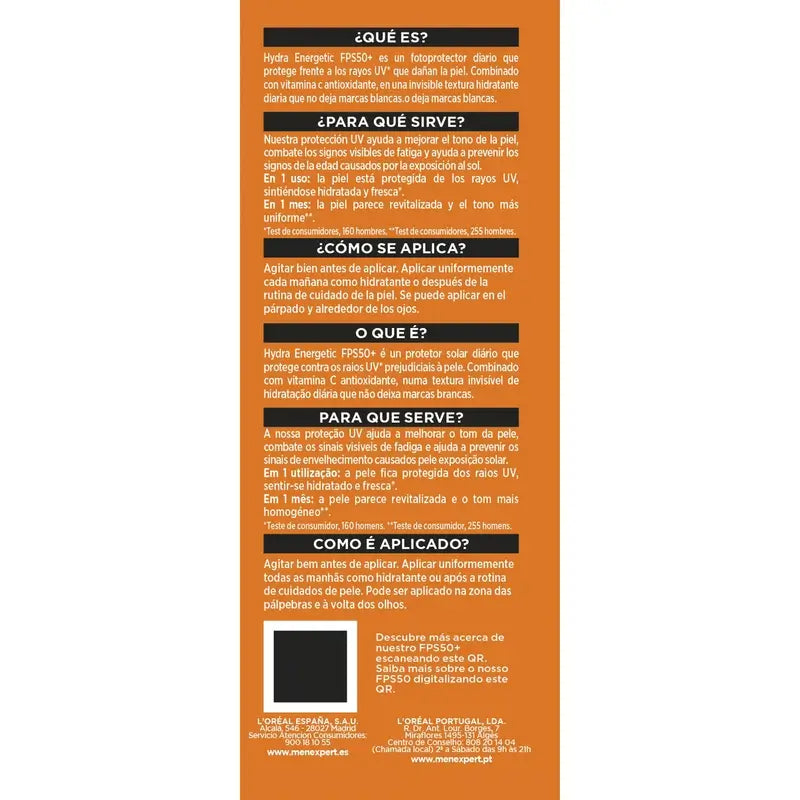 L'Oreal Paris Men Expert Hydra Energetic Fluido Diário Spf50+ 50Ml
