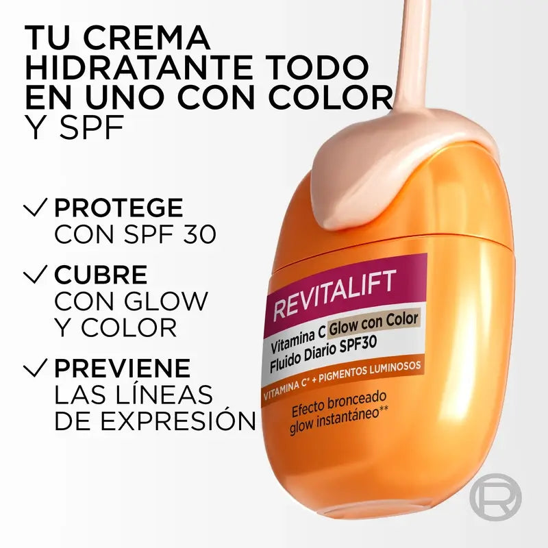 L'Oréal Paris Revitalift Clinical, Vitamina C Brilho com Cor Fluido Diário Spf30, 40Ml