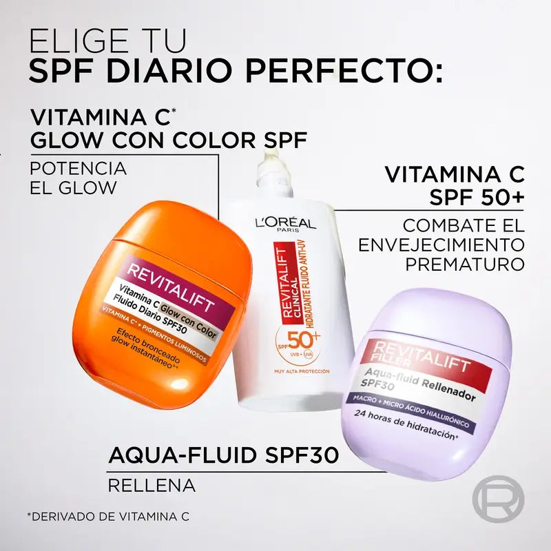 L'Oréal Paris Revitalift Clinical, Vitamina C Brilho com Cor Fluido Diário Spf30, 40Ml