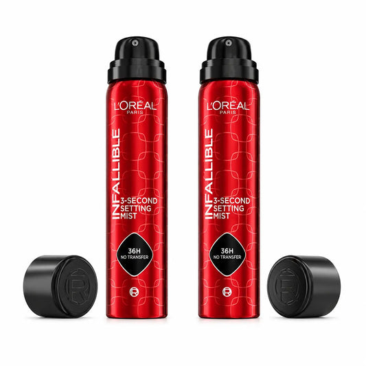 L'Oréal Paris Infaillible 36H Spray de fixação à prova de água e à prova de óleo, embalagem com 2
