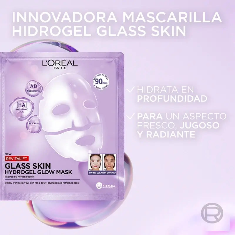 L'Oréal Paris Tissue Mask Revitalift Filler Glass Skin Hydrogel Facial Mask , 1 unidades