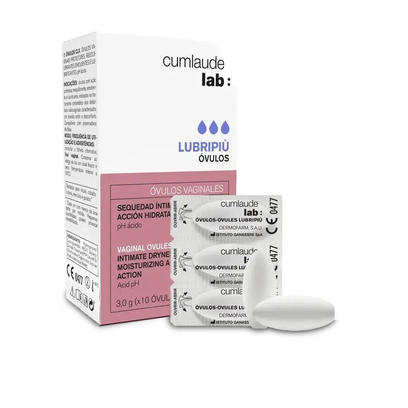 Cumlaude Lubripiu Lab Óvulos Vaginais Hidratantes e Suavizantes, 10 Unidades