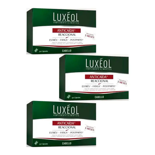 Luxeol Anticaida Reacional, Embalagem 3 x 90 comprimidos