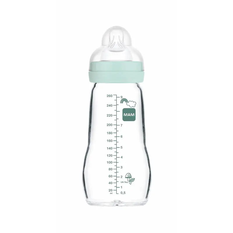 Biberão Mam Baby Crystal Feel Good Azul Mate, 260 ml