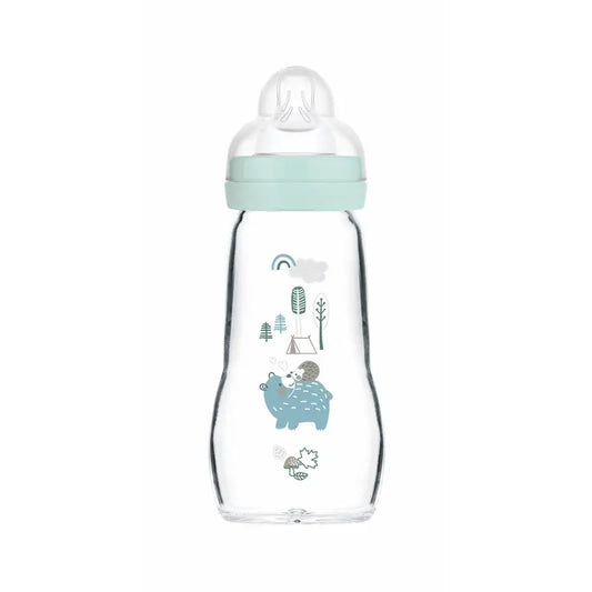Biberão Mam Baby Crystal Feel Good Azul Mate, 260 ml