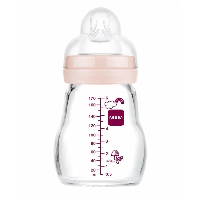 Biberão Mam Baby Crystal Feel Good Rosa Mate, 170 ml
