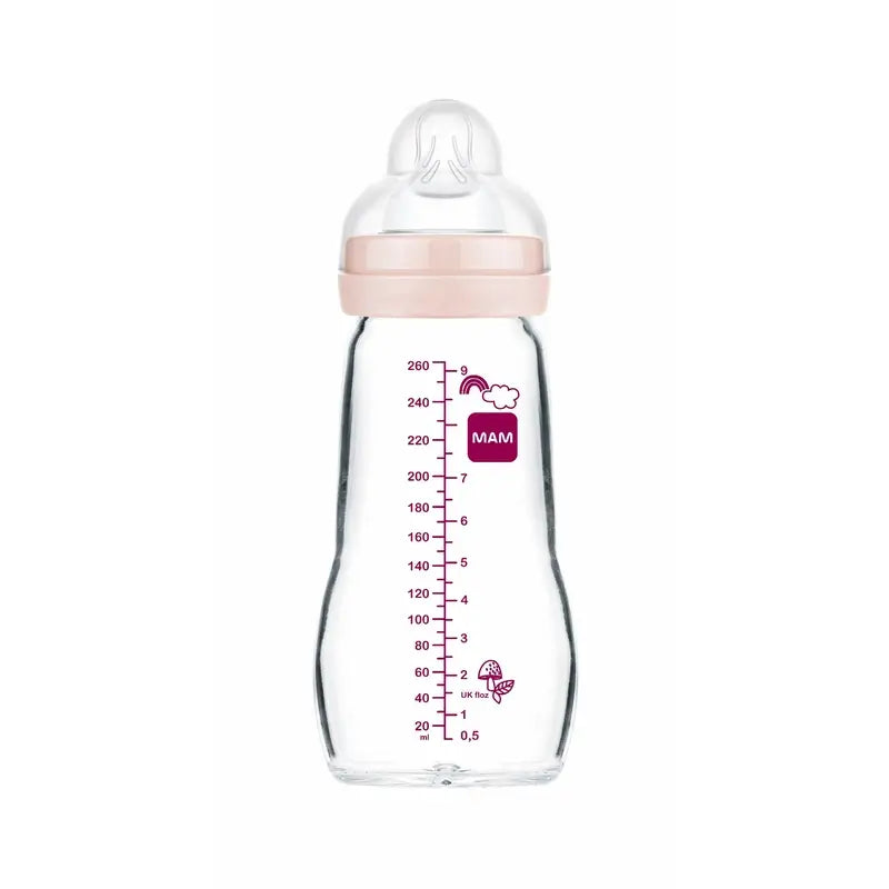Biberão Mam Baby Crystal Feel Good Rosa Mate, 260 ml