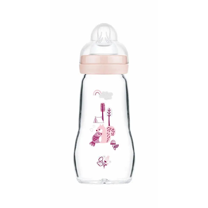 Biberão Mam Baby Crystal Feel Good Rosa Mate, 260 ml