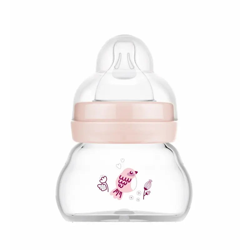 Mam Baby Feel Good Biberão de vidro cor-de-rosa mate, 90 ml