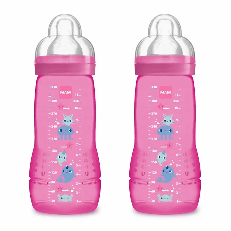 Biberão Mam Baby Easy Active Rosa Brilhante, 2X330Ml