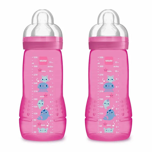Biberão Mam Baby Easy Active Rosa Brilhante, 2X330Ml