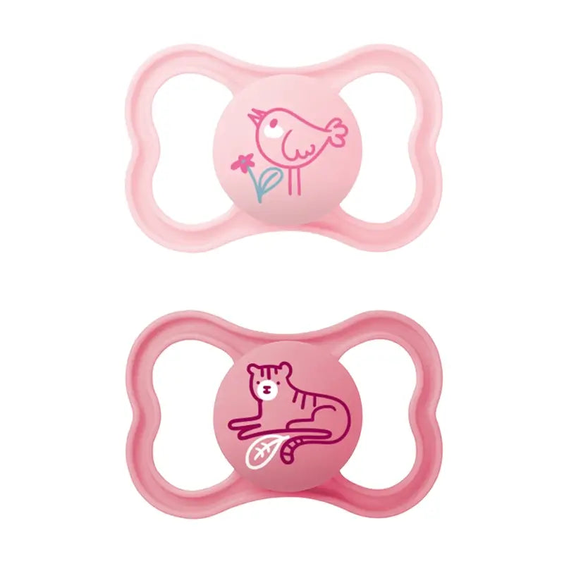 Mam Baby Soother Air Silicone Pacifier Animal Pink +6M, 2 unidades